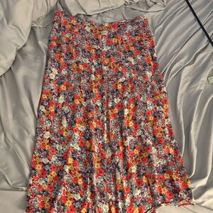 H&M Colorful Floral A-Line Skirt